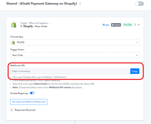 First step is to add the Webhook URL to your Shopify Store